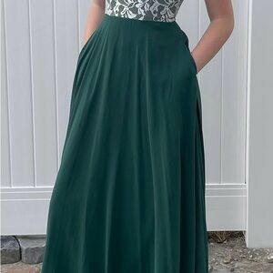 Deep Green Formal dress with Side Pockets